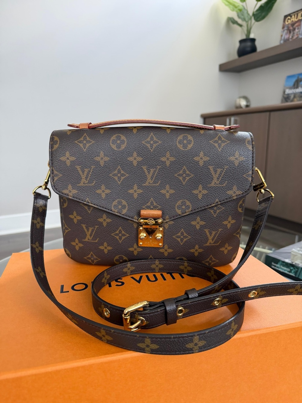 Louis Vuitton Monogram Canvas Pochette Metis Crossbody — Brown & Gold Hardware